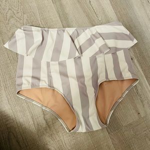 Kortni Jeane swim grey and white stripe peplum bottoms
